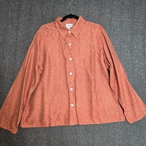 Coldwater Creek Women's Button Shirt Jacket Tweed Look‎ Sz XL Orange Silk Blend